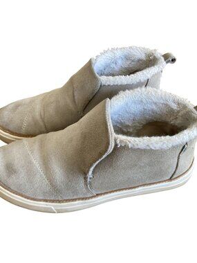 Toms Womens Suede Faux Shearling-Lined Slip-On Sneakers Beige Size 8.5